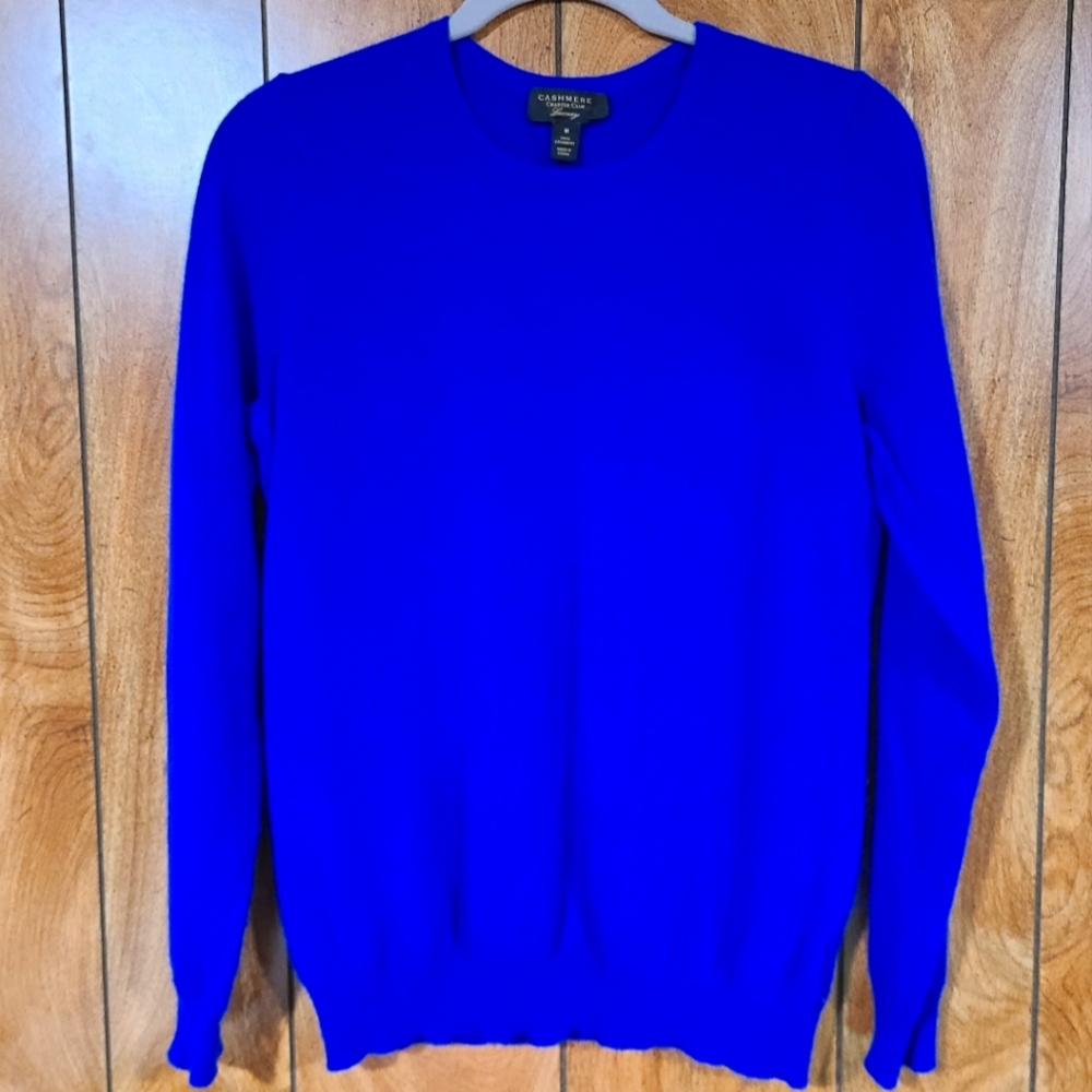 Cobalt blue unisex cashmere pullover sweater